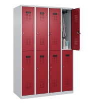 C+P Doppelstock-Spind 049300-32 Evolo PLUS bodenstehend 3 Abt.400mm je 2 Fächer Drehriegel (HxBxT)1850x1200x500mm 9016/6019