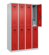 C+P Doppelstock-Spind 049300-32 Evolo PLUS bodenstehend 3 Abt.400mm je 2 Fächer Drehriegel (HxBxT)1850x1200x500mm 9016/6019