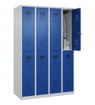C+P Doppelstock-Spind 049300-32 Evolo PLUS bodenstehend 3 Abt.400mm je 2 Fächer Drehriegel (HxBxT)1850x1200x500mm 9016/6019