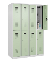 C+P Doppelstock-Spind 049300-32 Evolo PLUS bodenstehend 3 Abt.400mm je 2 Fächer Drehriegel (HxBxT)1850x1200x500mm 9016/6019