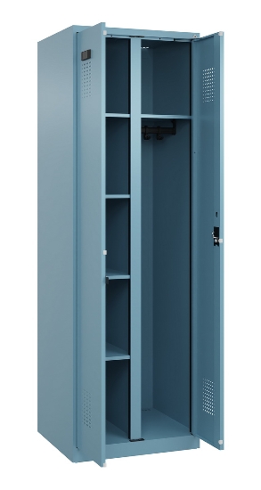 C+P Wäsche-/Garderobenspind Evolo PLUS 049620-22 mit Sockel 2 Abt.je 400mm Zylinder (HxBxT) 1950x800x500mm 6037/6037