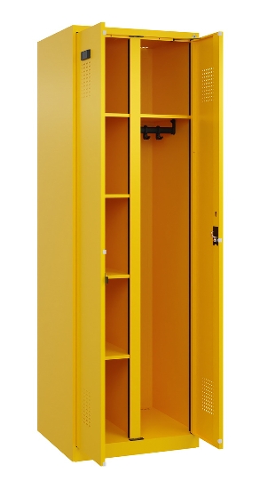 C+P Wäsche-/Garderobenspind Evolo PLUS 049620-22 mit Sockel 2 Abt.je 400mm Zylinder (HxBxT) 1950x800x500mm 6037/6037