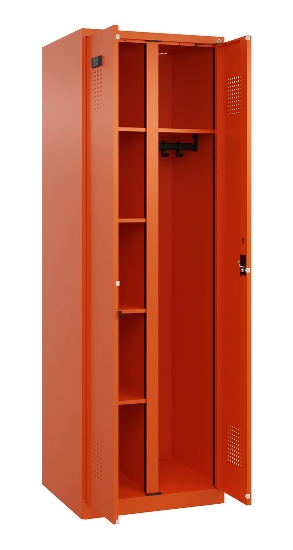 C+P Wäsche-/Garderobenspind Evolo PLUS 049620-22 mit Sockel 2 Abt.je 400mm Zylinder (HxBxT) 1950x800x500mm 6037/6037