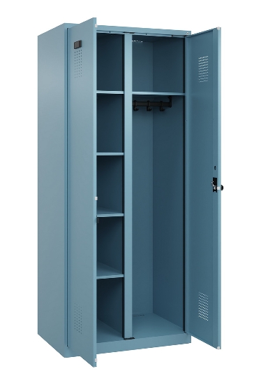 C+P Wäsche-/Garderobenspind Evolo PLUS 049620-22 mit Sockel 2 Abt.je 400mm Zylinder (HxBxT) 1950x800x500mm 6037/6037