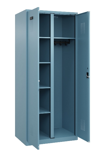 C+P Wäsche-/Garderobenspind Evolo PLUS 049620-22 mit Sockel 2 Abt.je 400mm Zylinder (HxBxT) 1950x800x500mm 6037/6037
