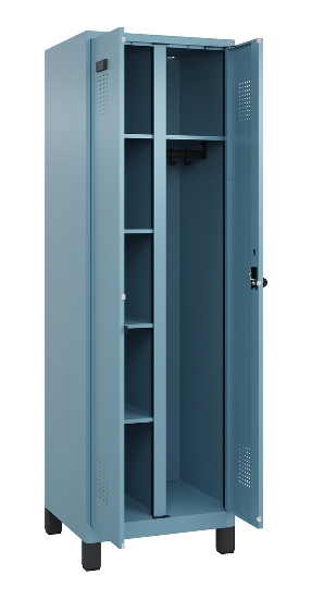 C+P Wäsche-/Garderobenspind Evolo PLUS 049620-22 mit Sockel 2 Abt.je 400mm Zylinder (HxBxT) 1950x800x500mm 6037/6037