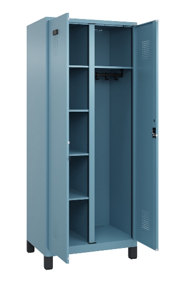 C+P Wäsche-/Garderobenspind Evolo PLUS 049620-22 mit Sockel 2 Abt.je 400mm Zylinder (HxBxT) 1950x800x500mm 6037/6037
