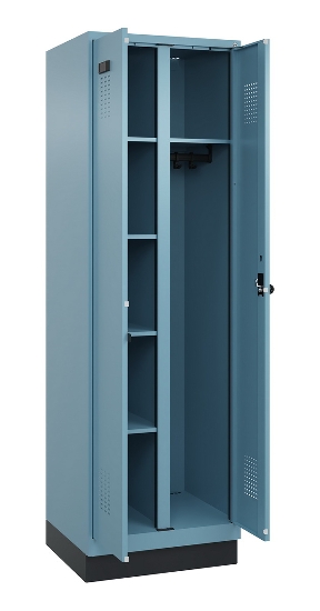 C+P Wäsche-/Garderobenspind Evolo PLUS 049620-22 mit Sockel 2 Abt.je 400mm Zylinder (HxBxT) 1950x800x500mm 6037/6037