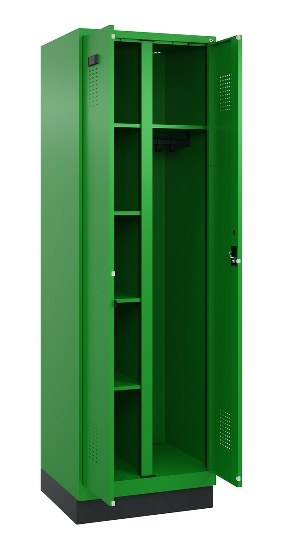 C+P Wäsche-/Garderobenspind Evolo PLUS 049620-22 mit Sockel 2 Abt.je 400mm Zylinder (HxBxT) 1950x800x500mm 6037/6037