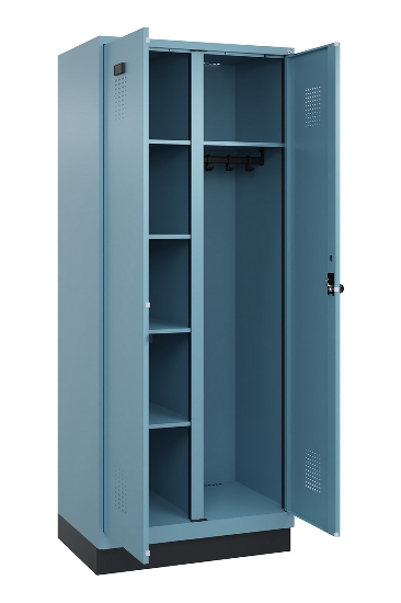 C+P Wäsche-/Garderobenspind Evolo PLUS 049620-22 mit Sockel 2 Abt.je 400mm Zylinder (HxBxT) 1950x800x500mm 6037/6037