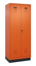 C+P Wäsche-/Garderobenspind Evolo PLUS 049620-22 mit Sockel 2 Abt.je 400mm Zylinder (HxBxT) 1950x800x500mm 6037/6037