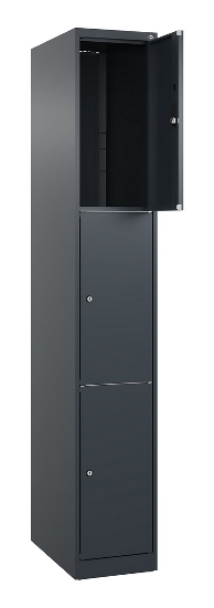 C+P Schließfachschrank Classic PLUS, Füße, 2 Abteile, 1950x800x500mm, 7035/7016