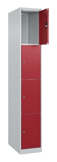 C+P Schließfachschrank Classic PLUS, Füße, 1 Abteil, 1950x300x500mm, 7035/5023