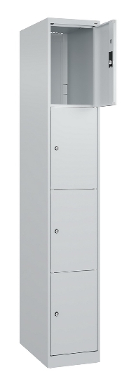 C+P Schließfachschrank Classic PLUS, 1 Abt. 4 Fächer übereinander, 1850x300x500mm, 7016/7016