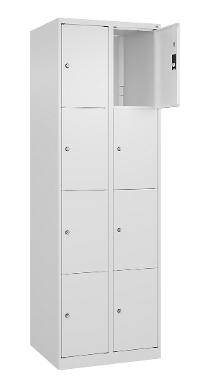 C+P Schließfachschrank Classic PLUS, Füße, 2 Abteile, 1950x600x500mm, 9016/9016