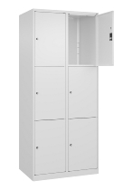 C+P Schließfachschrank Classic PLUS, Füße, 2 Abteile, 1950x800x500mm, 7035/7016