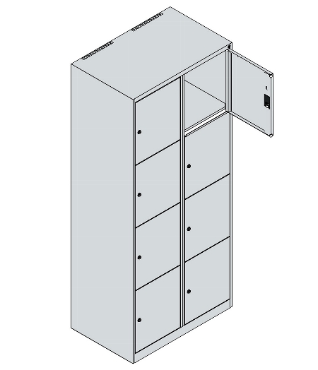 C+P Schließfachschrank Classic PLUS, Sockel, 2 Abteile, 1950x800x500mm, 7035/5012