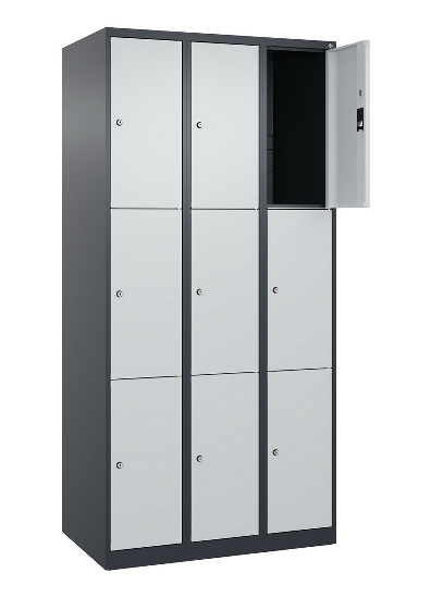 C+P Schließfachschrank Classic PLUS, Füße, 2 Abteile, 1950x800x500mm, 7035/7016