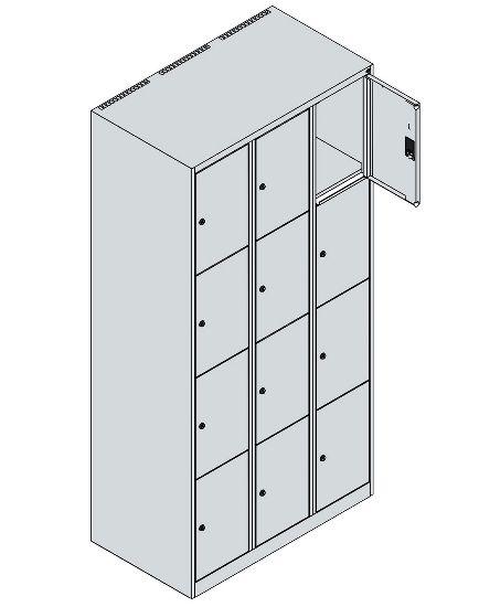 C+P Schließfachschrank Classic PLUS, Sockel, 3 Abteile, 1950x900x500mm, 7035/2004