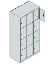 C+P Schließfachschrank Classic PLUS, 1 Abt. 4 Fächer übereinander, 1850x300x500mm, 7016/7016