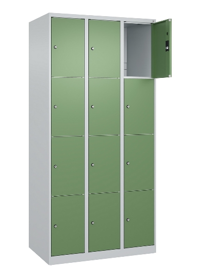 C+P Schließfachschrank Classic PLUS, Füße, 3 Abteile, 1950x900x500mm, 9016/9016