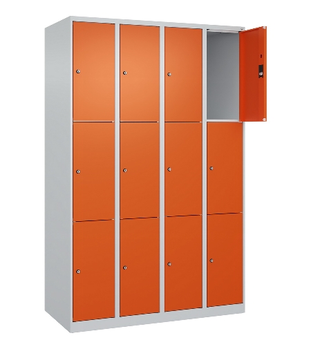 C+P Schließfachschrank Classic PLUS, Füße, 3 Abteile, 1950x900x500mm, 7016/7016