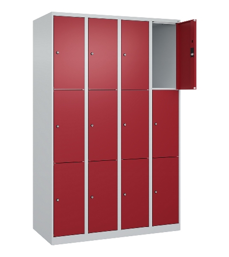 C+P Schließfachschrank Classic PLUS, Füße, 3 Abteile, 1950x900x500mm, 7016/7016