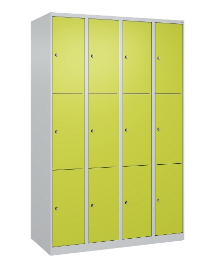 C+P Schließfachschrank Classic PLUS, Sockel, 2 Abteile, 1950x800x500mm, 7035/3003