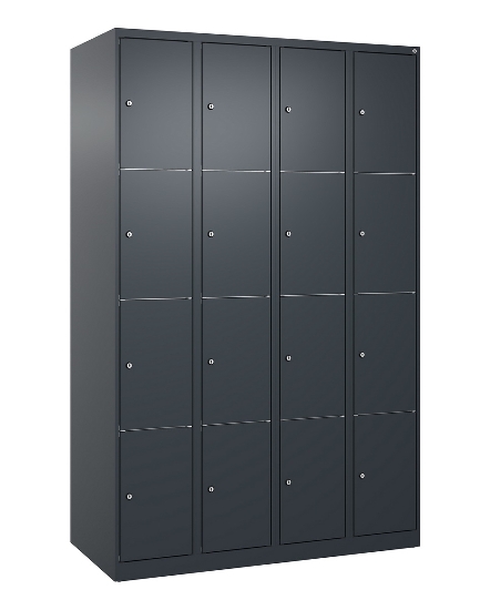 C+P Schließfachschrank Classic PLUS, Sockel, 2 Abteile, 1950x800x500mm, 7035/5012