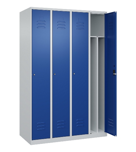 C+P Spind Classic PLUS 080000-32f bodenstehend 3 Abt.400mm Trennwand Zylinderschloss (HxBxT) 1850x1200x500mm 7035/0024