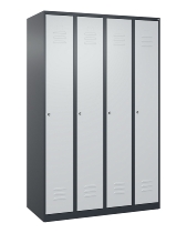 C+P Spind Classic PLUS 080000-32f bodenstehend 3 Abt.400mm Trennwand Zylinderschloss (HxBxT) 1850x1200x500mm 7035/0024