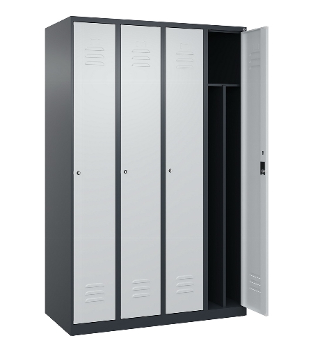 C+P Spind Classic PLUS 080000-32f bodenstehend 3 Abt.400mm Trennwand Zylinderschloss (HxBxT) 1850x1200x500mm 7035/0024