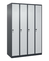 C+P Spind Classic PLUS 080000-32f bodenstehend 3 Abt.400mm Trennwand Zylinderschloss (HxBxT) 1850x1200x500mm 7035/0024