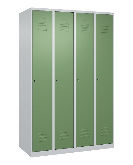 C+P Spind Classic PLUS 080000-32f bodenstehend 3 Abt.400mm Trennwand Zylinderschloss (HxBxT) 1850x1200x500mm 7035/0024