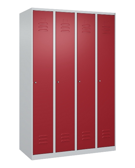 C+P Spind Classic PLUS 080000-32f bodenstehend 3 Abt.400mm Trennwand Zylinderschloss (HxBxT) 1850x1200x500mm 7035/0024