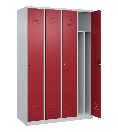 C+P Spind Classic PLUS 080000-32f bodenstehend 3 Abt.400mm Trennwand Zylinderschloss (HxBxT) 1850x1200x500mm 7035/0024