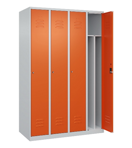 C+P Spind Classic PLUS 080000-32f bodenstehend 3 Abt.400mm Trennwand Zylinderschloss (HxBxT) 1850x1200x500mm 7035/0024