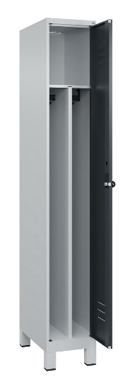 C+P Spind Classic PLUS 080010-22f mit Füßen 2 Abt.400mm Trennwand Zylinderschloss (HxBxT) 1950x800x500mm 7016/7016