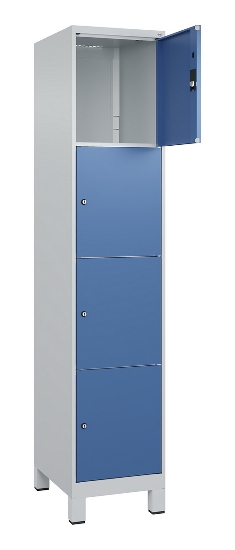 C+P Schließfachschrank Classic PLUS, Füße, 1 Abteil, 1950x300x500mm, 7035/5023