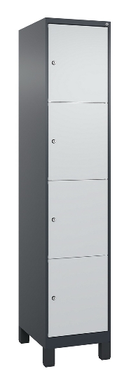 C+P Schließfachschrank Classic PLUS, Füße, 2 Abteile, 1950x800x500mm, 7035/7016