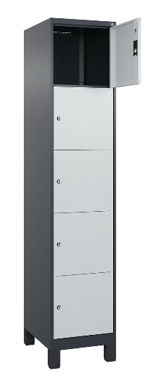 C+P Schließfachschrank Classic PLUS, Füße, 2 Abteile, 1950x600x500mm, 7016/7016