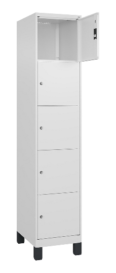 C+P Schließfachschrank Classic PLUS, Füße, 1 Abteil, 1950x300x500mm, 7035/5023