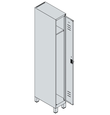 C+P Spind Classic PLUS 080010-39 mit Füßen 3 Abt. 250mm Zylinderschloss (HxBxT) 1950x750x500mm 7016/7016