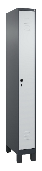 C+P Spind Classic PLUS 080010-39 mit Füßen 3 Abt. 250mm Zylinderschloss (HxBxT) 1950x750x500mm 7016/7016