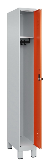 C+P Spind Classic PLUS 080010-39 mit Füßen 3 Abt. 250mm Zylinderschloss (HxBxT) 1950x750x500mm 7016/7016