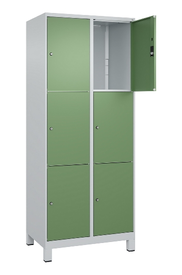 C+P Schließfachschrank Classic PLUS, Sockel, 2 Abteile, 1950x800x500mm, 7035/3003