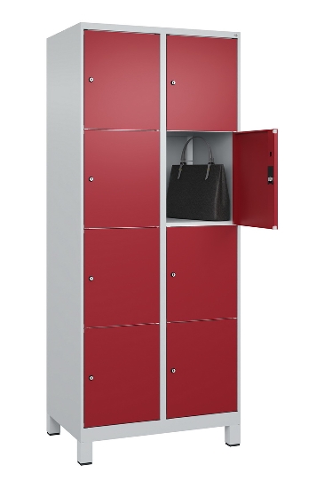 C+P Schließfachschrank Classic PLUS, Füße, 2 Abteile, 1950x800x500mm, 7035/7016