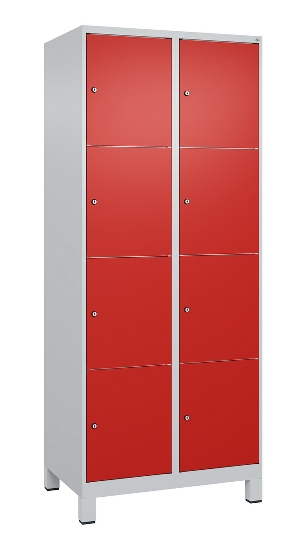 C+P Schließfachschrank Classic PLUS, Sockel, 2 Abteile, 1950x800x500mm, 7035/5012