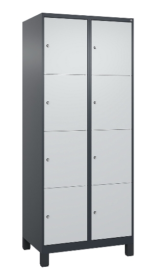 C+P Schließfachschrank Classic PLUS, Sockel, 2 Abteile, 1950x800x500mm, 7035/5012