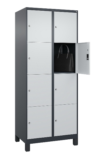 C+P Schließfachschrank Classic PLUS, Füße, 3 Abteile, 1950x900x500mm, 9016/9016